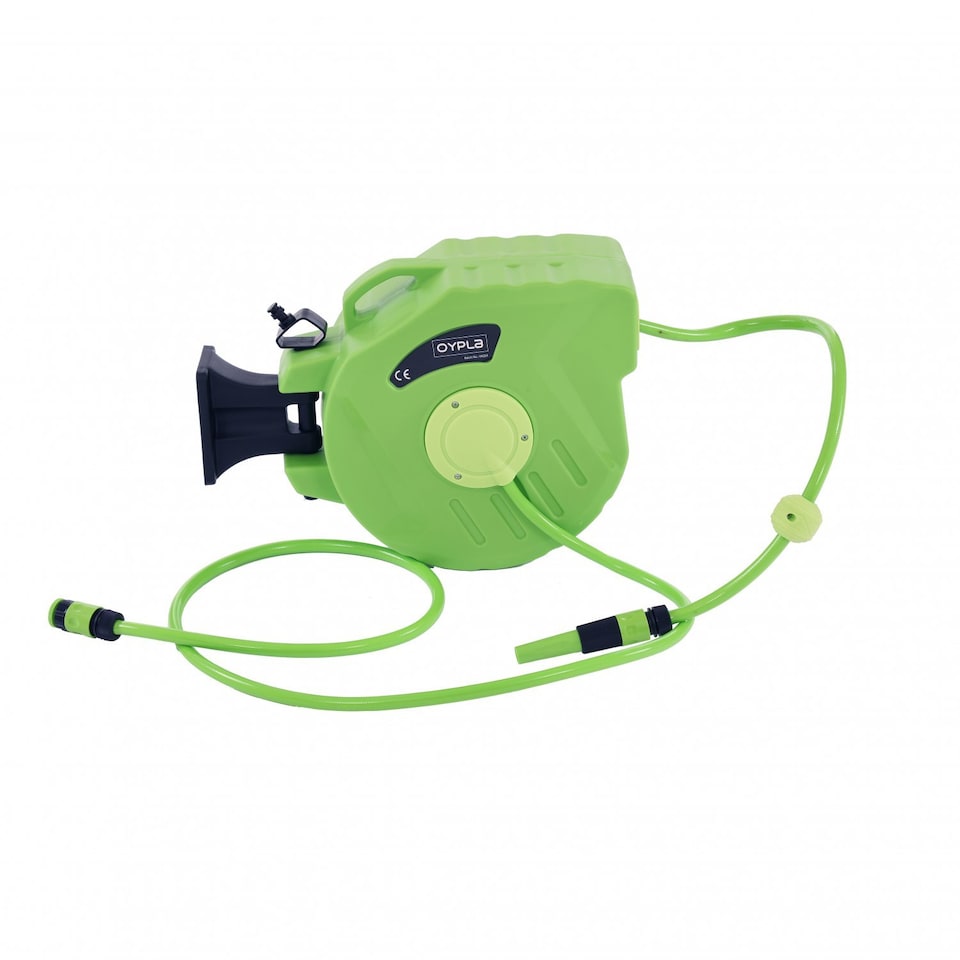 image 1 of Garden Retractable Wall Mounted Hose Compact Reel 20M | Green
