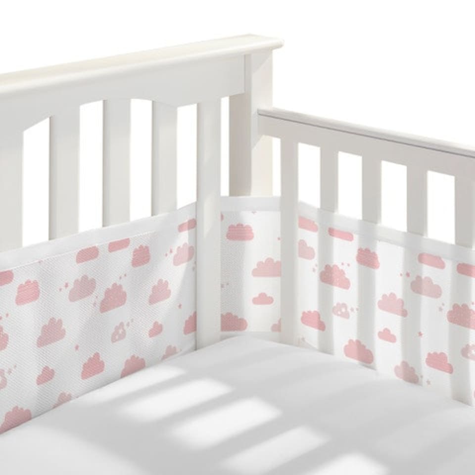 Breathable Baby Four Sided Mesh Cot Liner On Cloud 9 Pink