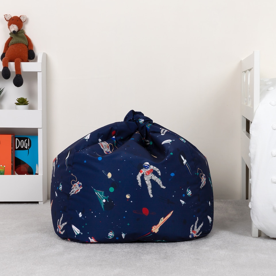 image 1 of Kids Lost In Space Bean Bag Chair Navy Blue Childrens Bean Bags | Blue | Navy Blue | 1
