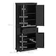 image 5 of HOMCOM 183cm Freestanding Kitchen Cupboard, Tall Storage Cabinet with 4 Doors and 3 Adjustable Shelves, Traditional Kitchen Pantry Cupboard for Dining Room, Black
