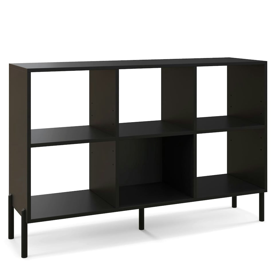 image 1 of COSTWAY Wooden Storage Bookcase 6 Cube Bookshelf Rack Black Black