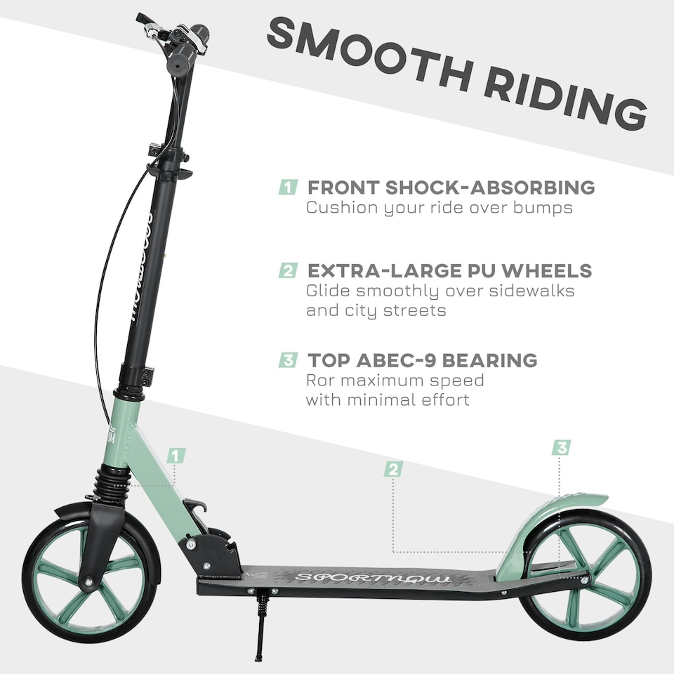 image 1 of HOMCOM Folding Kick Scooter for 14+ w/ Adjustable Height, Dual Brake System