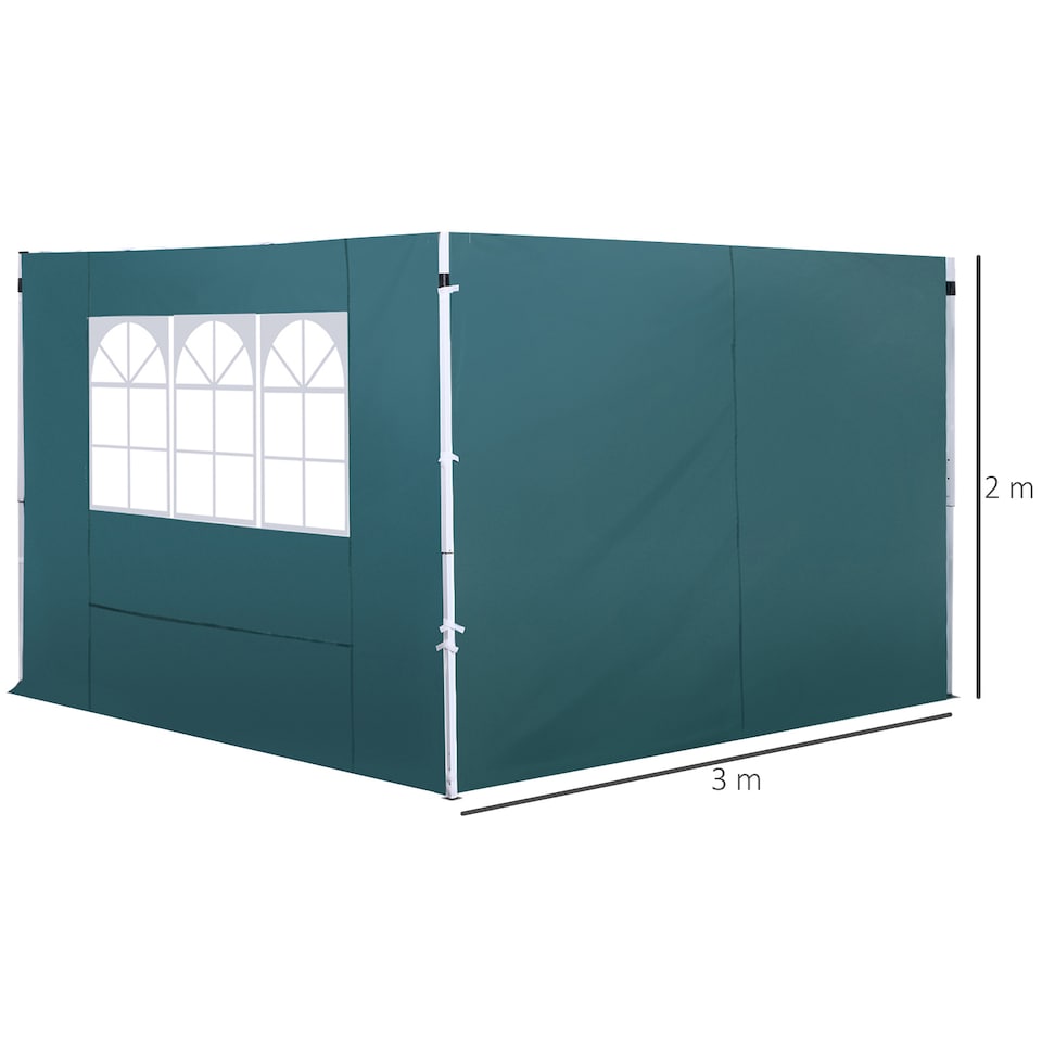 image 1 of Outsunny Gazebo Replacement Exchangeable Wall Panels w/ Window, Dark Green | Green