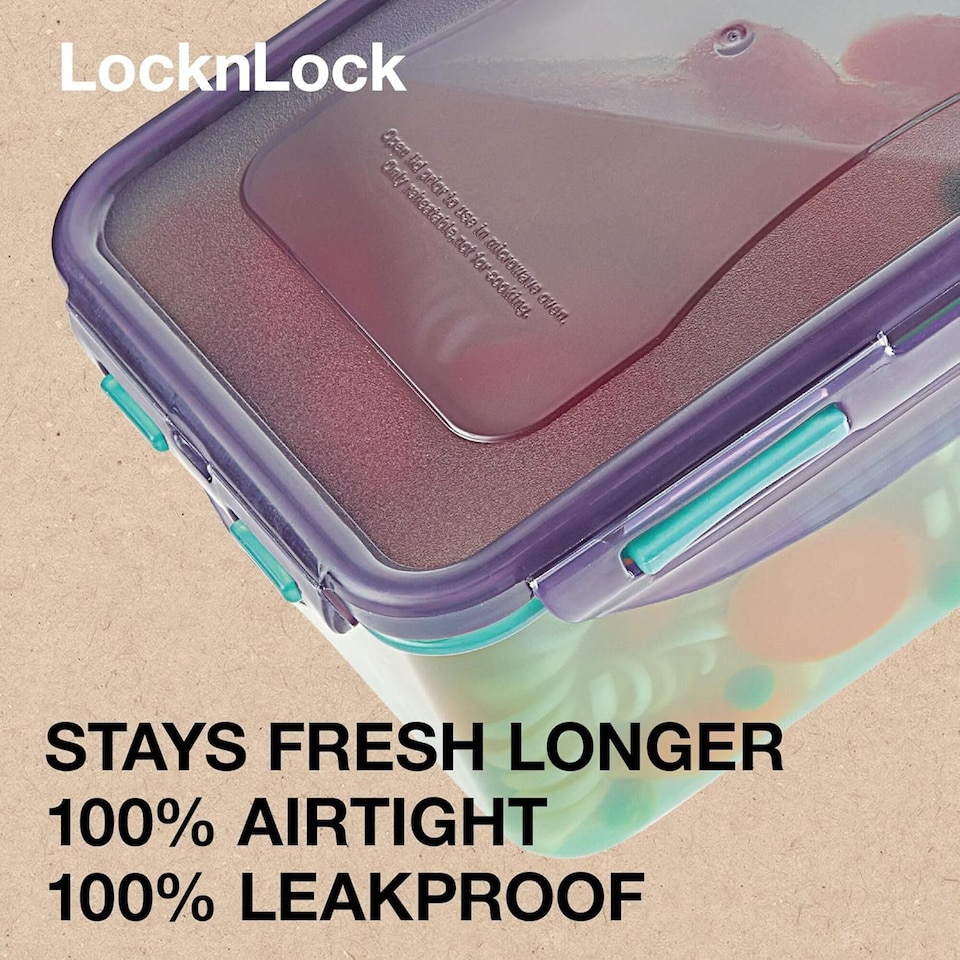 image 1 of LocknLock Square Food Storage Container Airtight Lid BPA Free Leak Proof Dishwasher Safe Kitchen Plastic Box 870ml