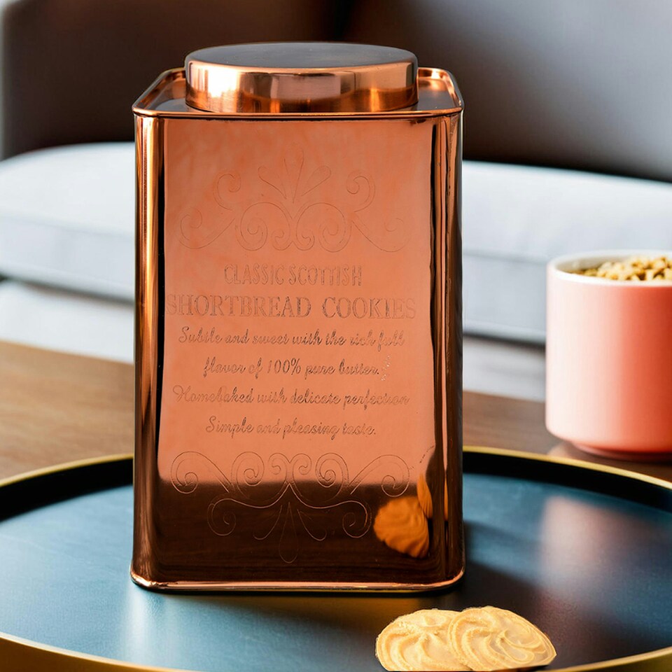 image 1 of Maison by Premier Chai Square Copper Finish Cookies Canister