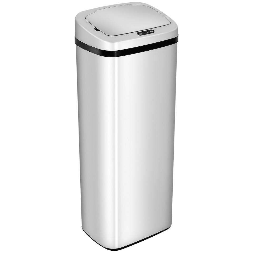 image 1 of HOMCOM 50L Infrared Automatic Motion Sensor Dustbin Stainless Steel Trash Can Silver