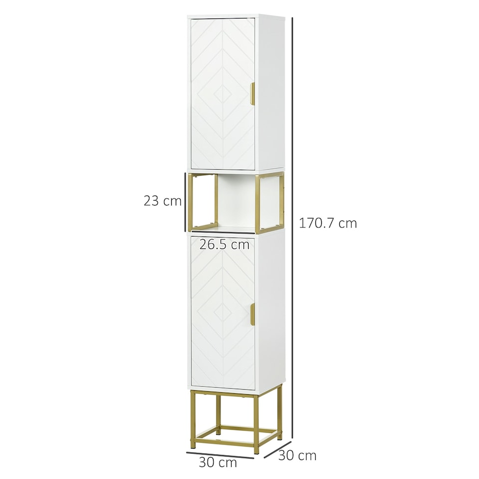 image 1 of kleankin Freestanding Bathroom Cabinet Linen Towel w/ Adjustable Shelf, 2 Doors