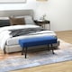 image 2 of HOMCOM End of Bed Bench, Upholstered Hallway Bedroom with Steel Legs, Blue