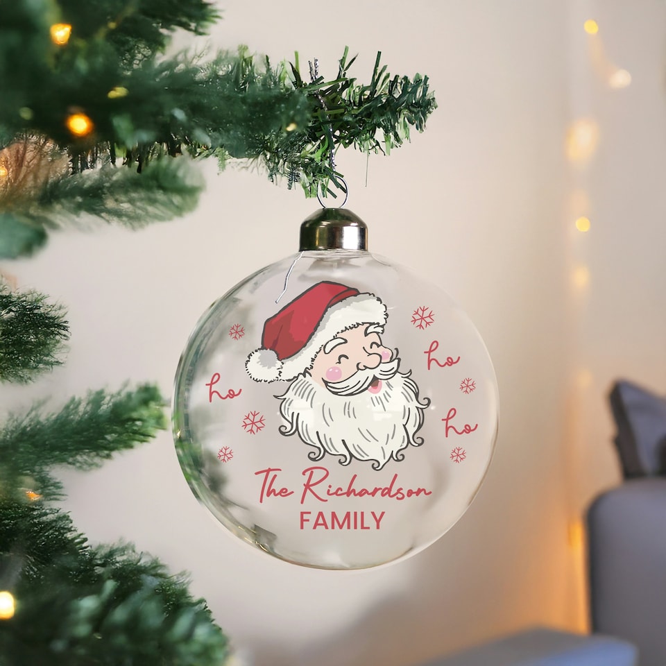 image 1 of Personalised Santa Glass Bauble