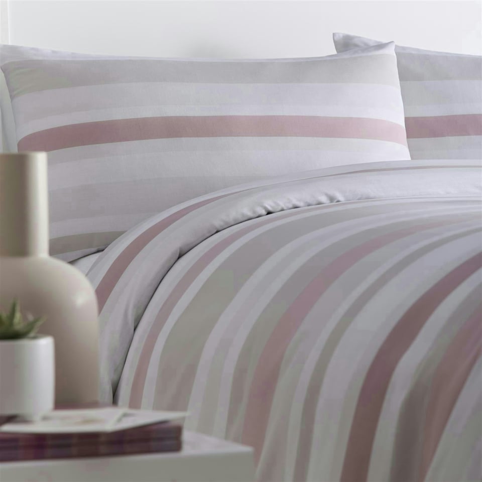 image 1 of Simply Stripes Duvet Cover Set - Super King - Pink