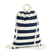 Westford Mill Ladies/Womens Nautical Gymsac - Natural/Navy - One Size | Blue | One Size