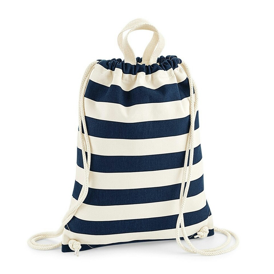 Westford Mill Ladies/Womens Nautical Gymsac - Natural/Navy - One Size | Blue | One Size