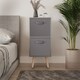 image 3 of Grey 2-Tier 2-Drawer Cube Shelving Unit with Scandinavian Legs | Grey | Grey & Pine | 1