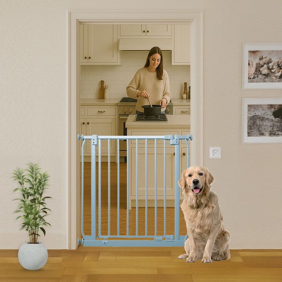image 1 of Bettacare Extra Tall Elite Dog Gate, 134cm - 143cm, Matt Grey, Extra Tall 96.8cm in Height, Pressure Fit Pet Gate | Grey