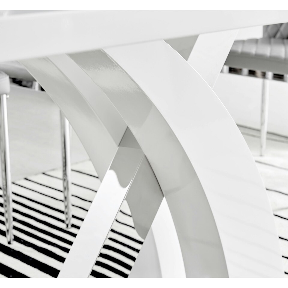 image 1 of Furniturebox Atlanta Chrome Metal And White High Gloss 6 Seater Dining Table