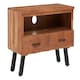 image 2 of Interiors by Premier Two‑Drawer Acacia Media Unit, Natural Acacia Wood TV Cabinet with Open Shelf, Iron Legs Media Console