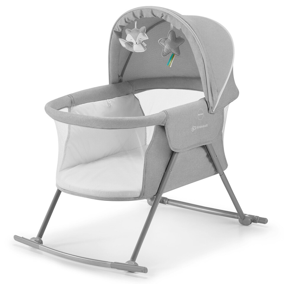 image 1 of Kinderkraft Baby Cradle Travel Cot LOVI Grey