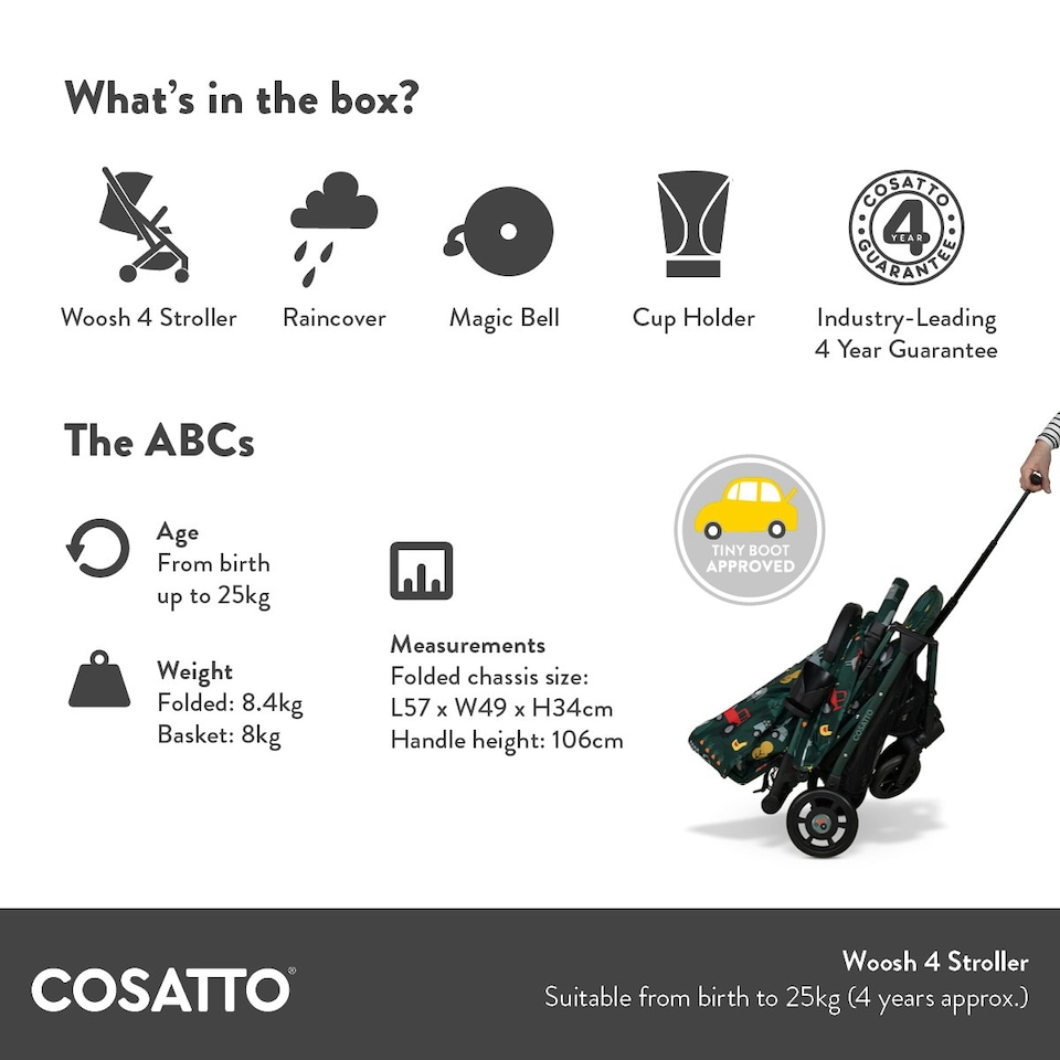 image 1 of Cosatto Woosh 4 Stroller Lightweight Compact Fold Birth-25kg Diggin' Dinos