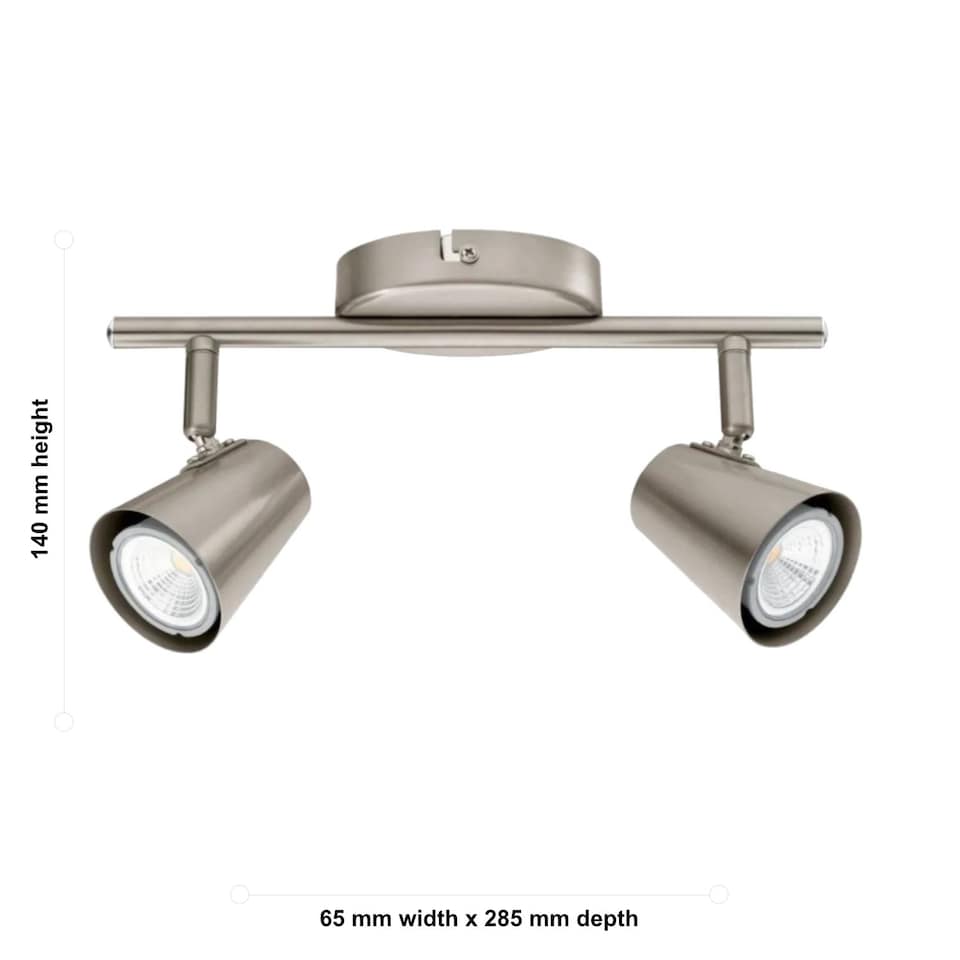 image 1 of Set of 2 Travale - Satin Nickel 2 Way Adjustable Spotlight Fittings