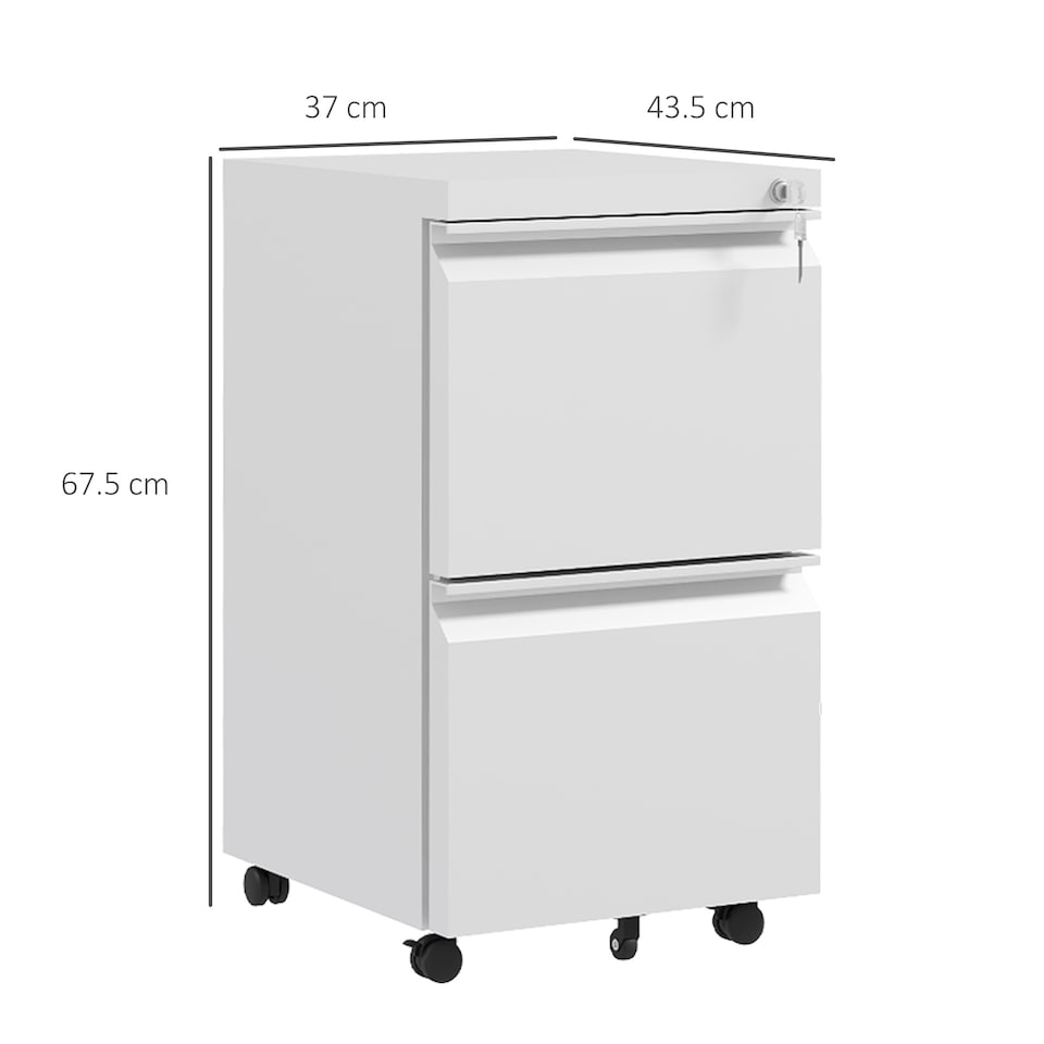 image 1 of Vinsetto Metal File Cabinet with Lock Hanging Bar for Letter A4 Legal, White