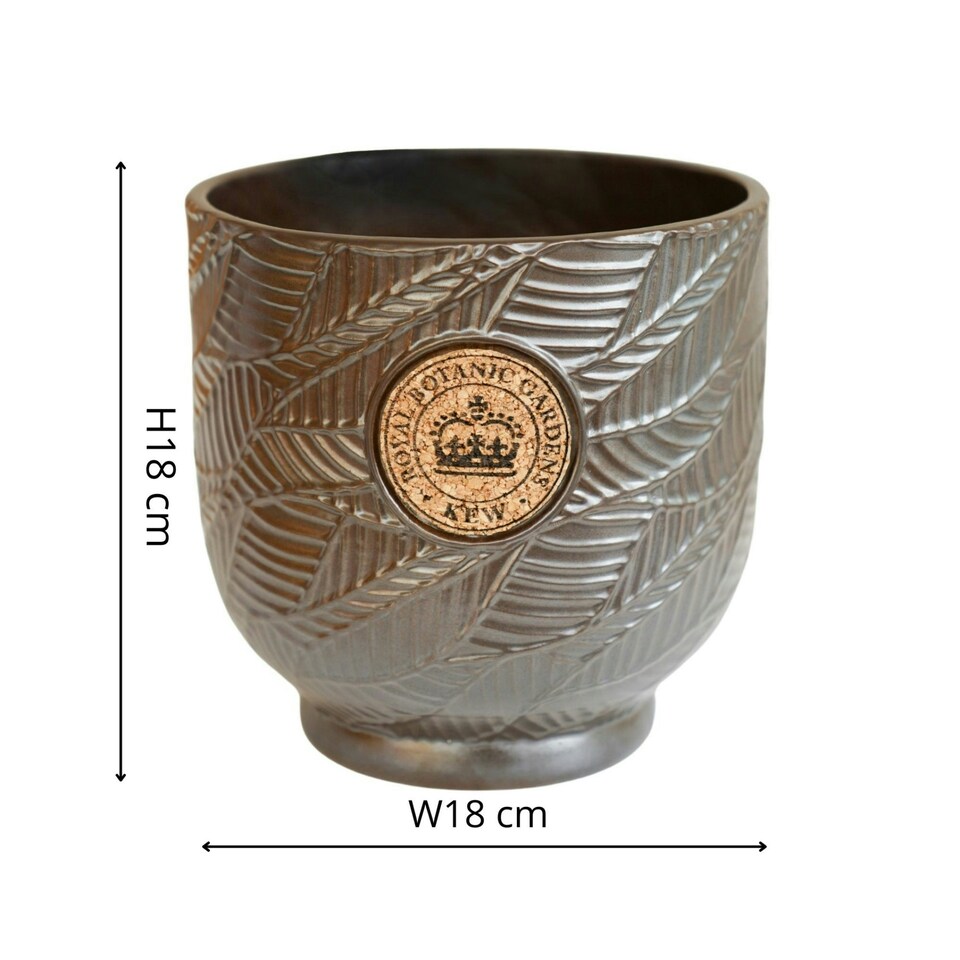 image 1 of Kew Leaf Embossed Cork Planter Black