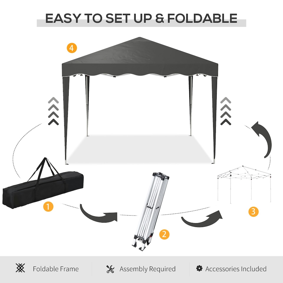 image 1 of Outsunny 3x3(m) Pop Up Gazebo Marquee Tent for Garden w/ Carry Bag Grey
