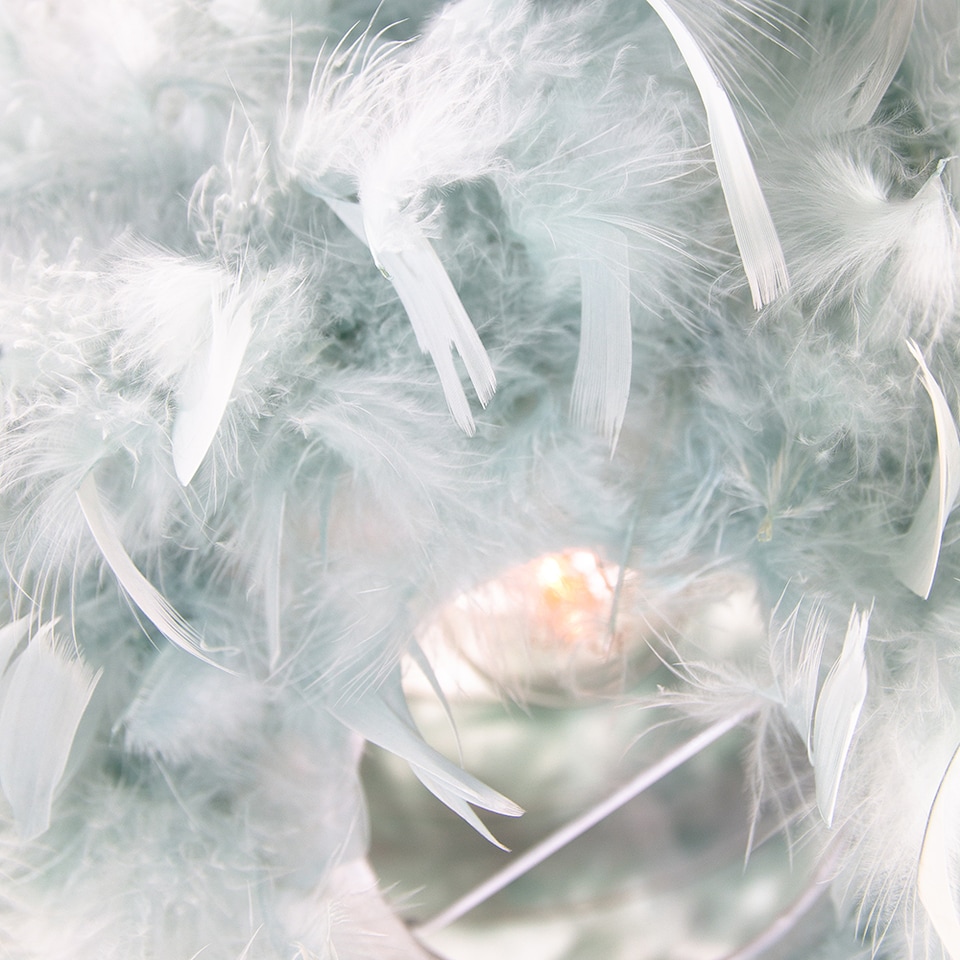 image 1 of Eye-Catching and Modern Small Duck Egg Feather Decorated Pendant Lighting Shade | Blue