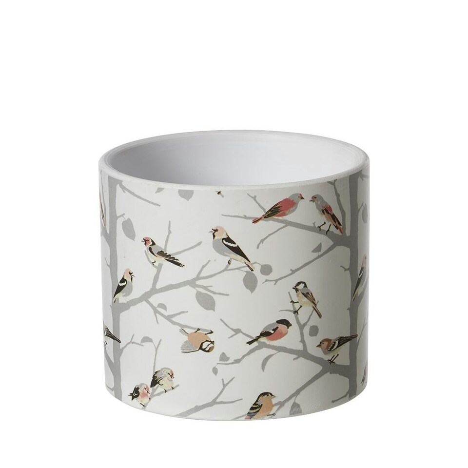 image 1 of Ceramic Indoor Garden Bird Print Plant Pot - H10.5cm