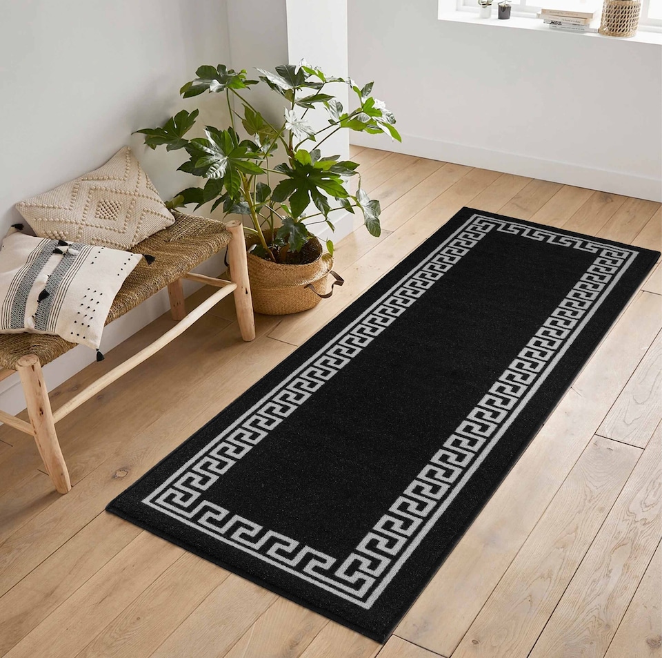 image 1 of Machine Washable Greek Key Design Anti Slip Doormats -