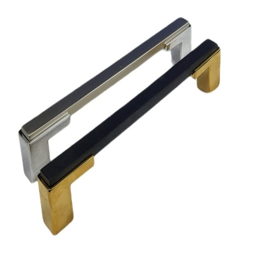 image 1 of Golden Grace Gamma Unique Design Premium Cabinet Cupboard Pull Handles in Black & Gold Finish - 224mm Black
