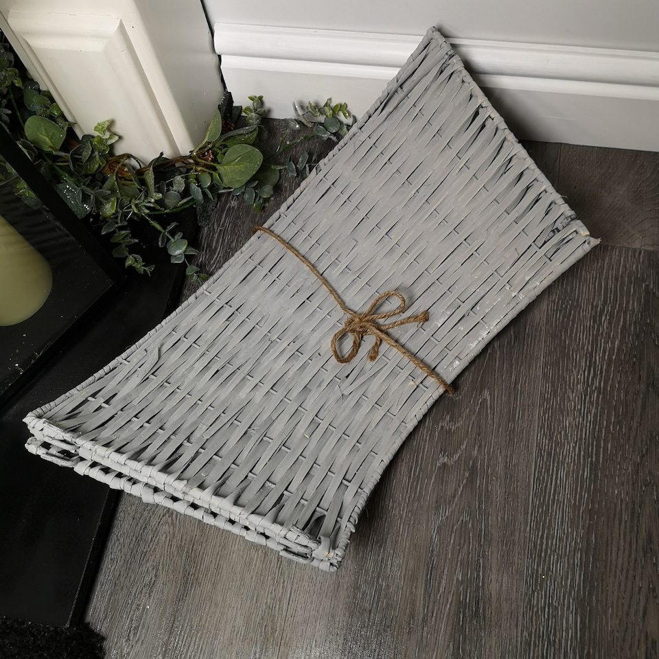 image 1 of 40/58cm Samuel Alexander KD Willow Christmas Tree Skirt Wicker Rattan- Medium Light Grey