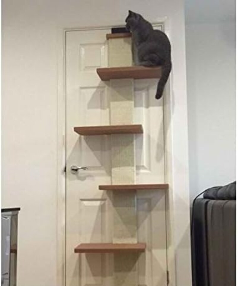 image 1 of Cat Door Climber Scratching Post Platforms Hanger Multi Level Scratcher Scratch