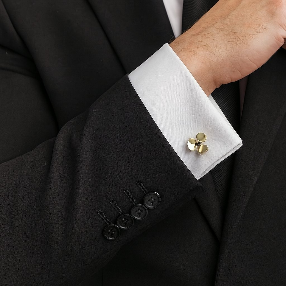 image 1 of Golden Propeller Cufflinks - Onyx Art CK124