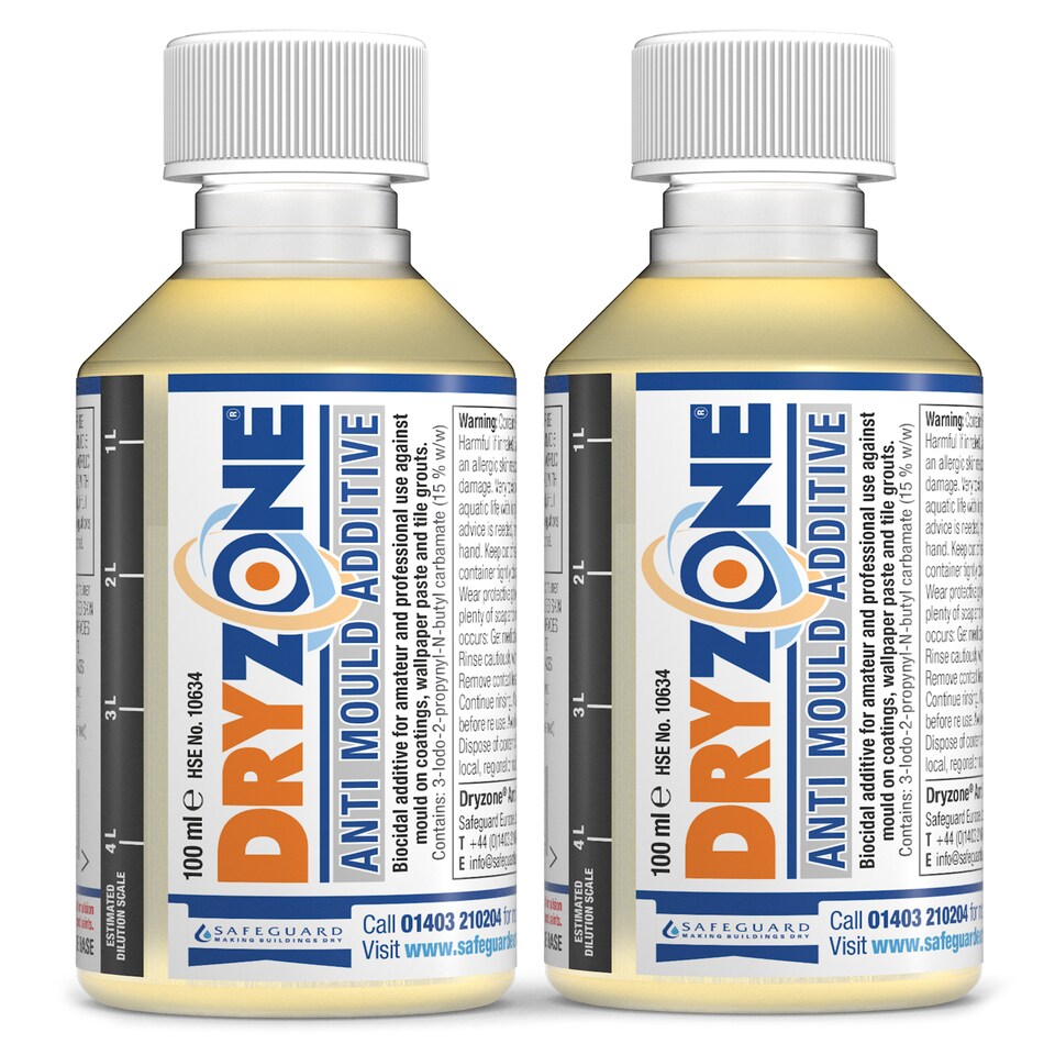 image 1 of 2 x Dryzone Anti-Mould Additive 100ml Concentrate to Make 10L of Emulsion, Vinyl, Silk or Matt Paint