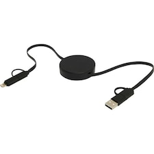 Citala Recycled Plastic 5 in 1 Charging Cable - Solid Black - One Size