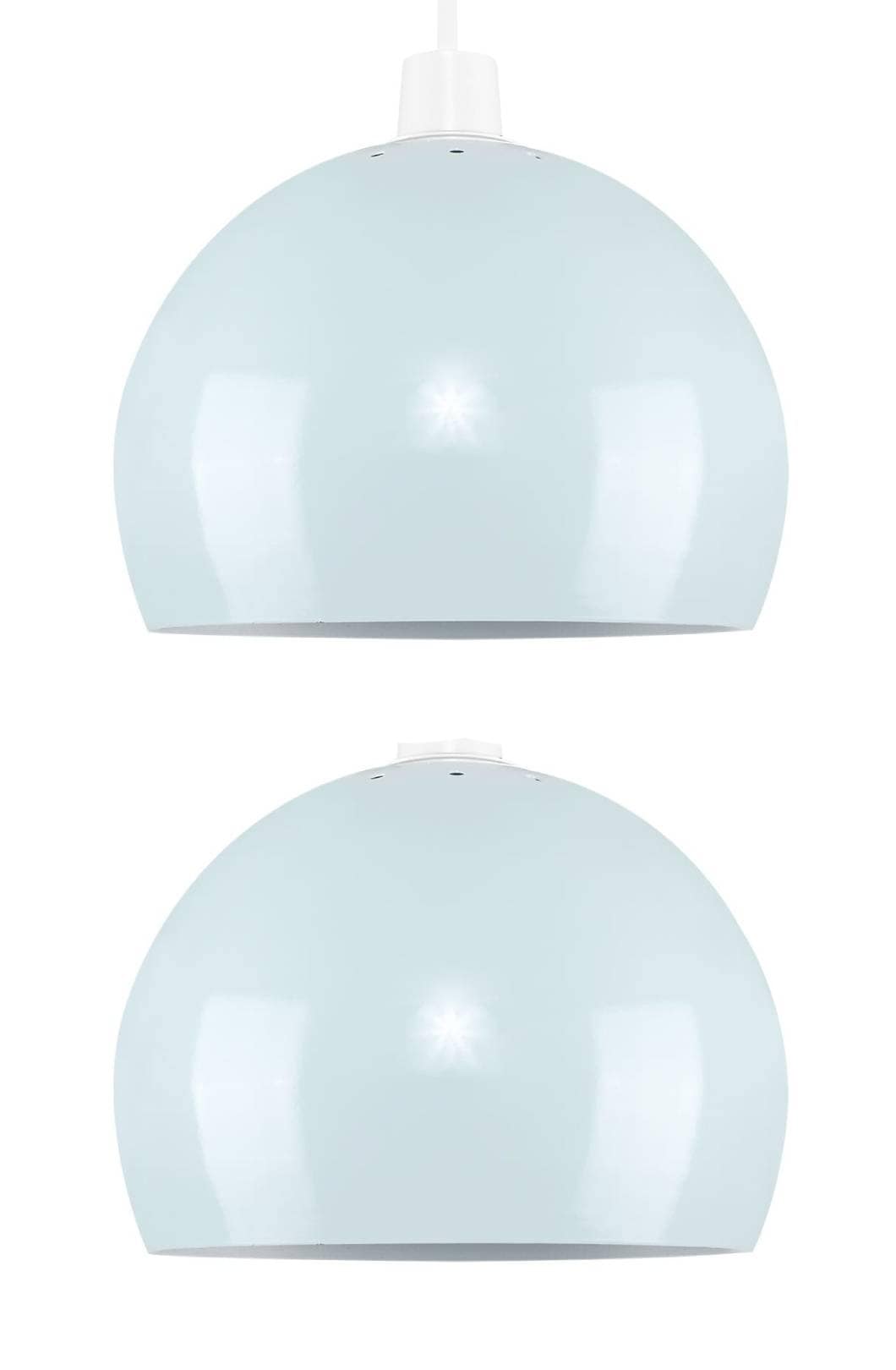 ValueLights Arco Pair Pale Blue Dome Ceiling Pendant Shades Blue