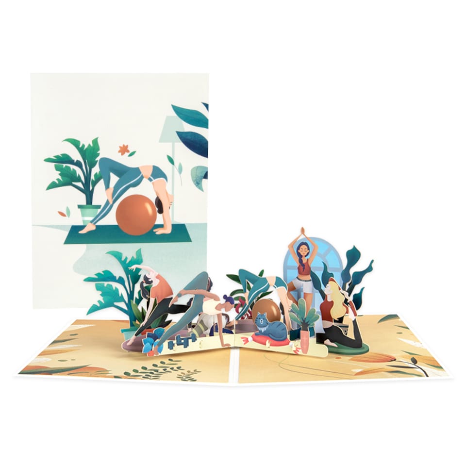 image 1 of Breathe & Balance 3D Pop Up Yoga Studio Scene Greeting Card