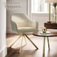image 8 of Lounge Armchair Living Room Accent Chair 360 Swivel Slim Steel Legs Velvet Fabric | Cream | cream/gold | 1