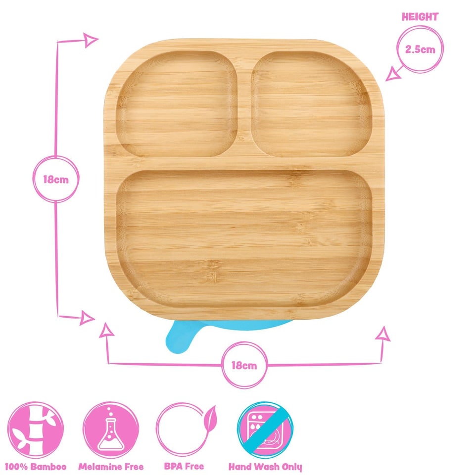image 1 of Tiny Dining Children's Bamboo Suction Plate - Pink | Pink | Pink