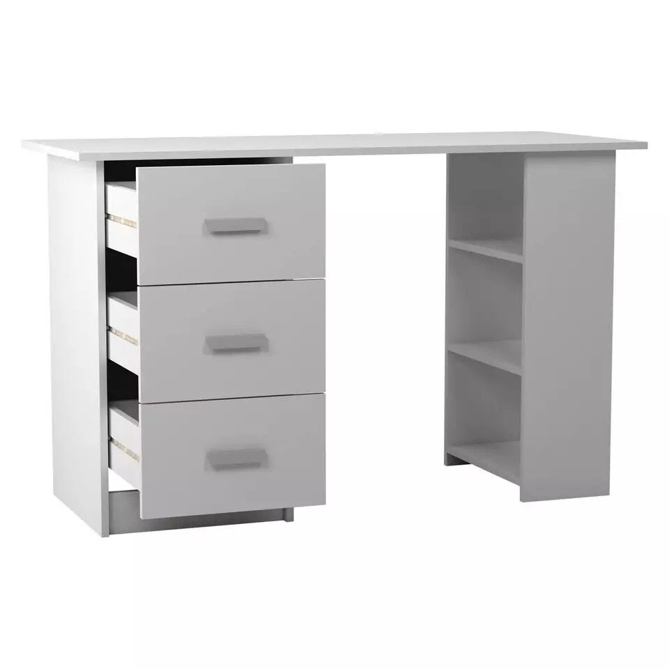 image 1 of 3-Drawer 3-Shelf Desk with Customizable Layout Black | 0