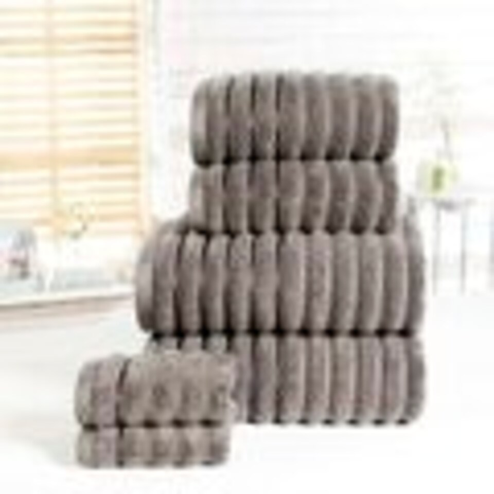 image 1 of Ribbed Pure Cotton Face Towels Super Soft and Absorbant Grey | Face cloth