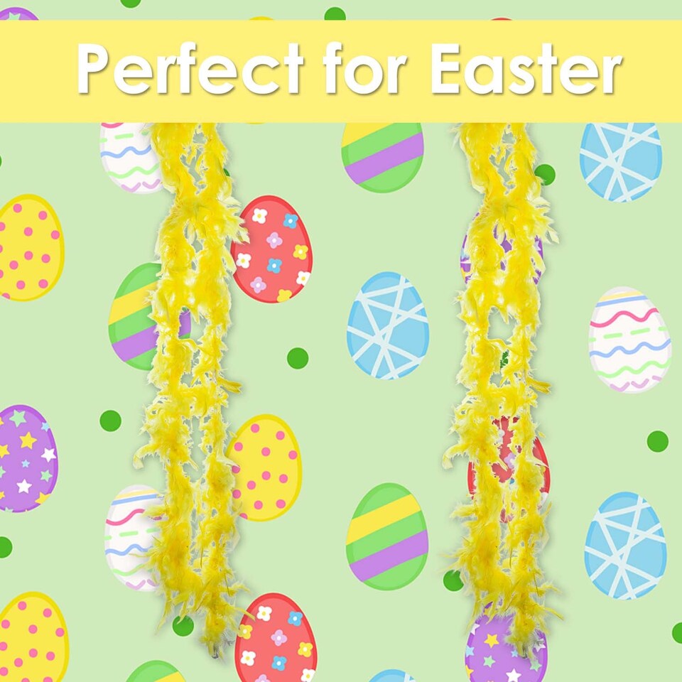 image 1 of PMS Easter Feather Boa Fancy Dress 150cm x 8cm Yellow - Pack of 2