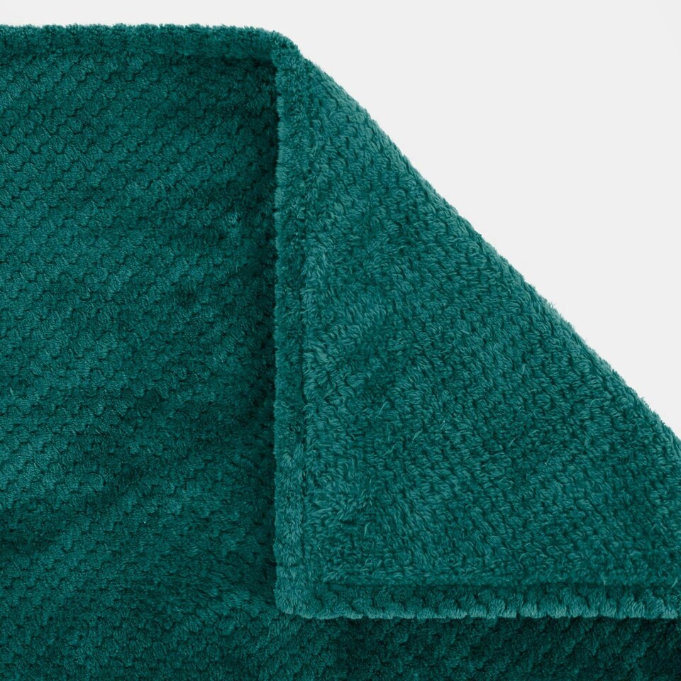 image 1 of OHS Luxury Waffle Honeycomb Mink Warm Blanket, 200x240cm - Teal Blue