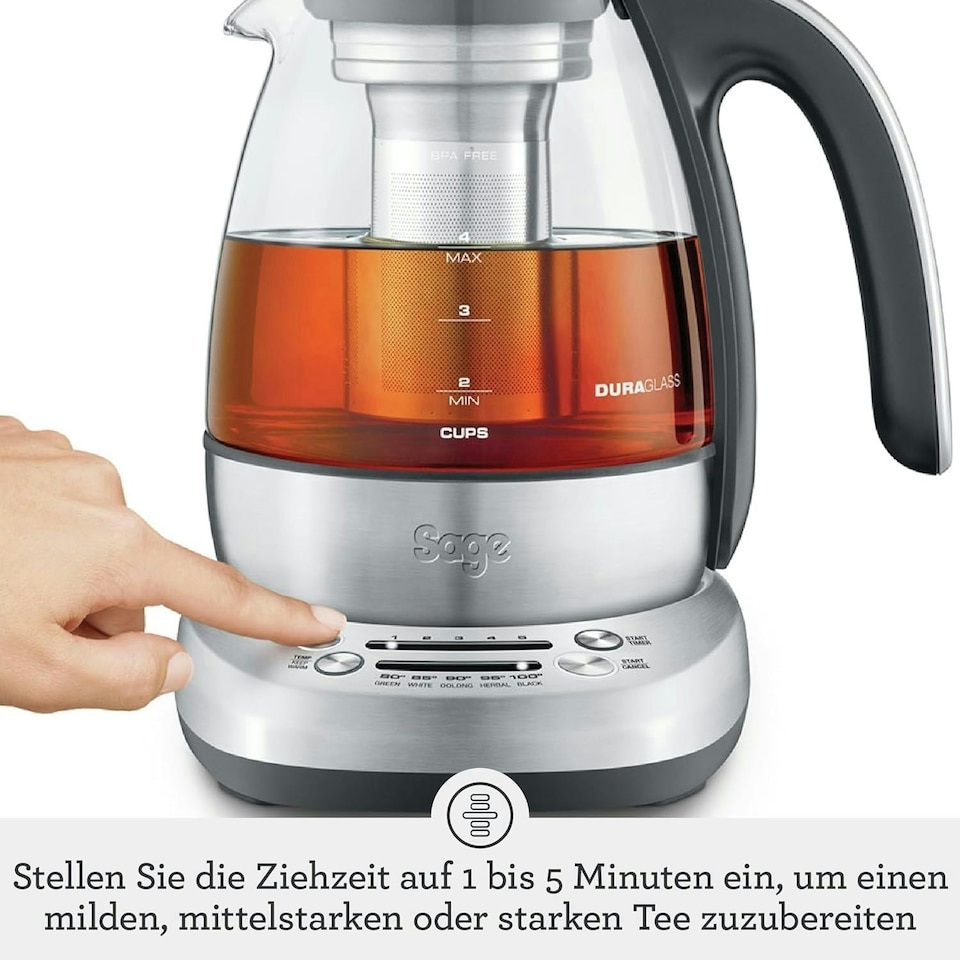 image 1 of Sage The Tea Maker Compact, Smart Tea Infuser with 5 Variable Temperature & Steep Time - 4 Cup / 1L Capacity - Smoked Hickory