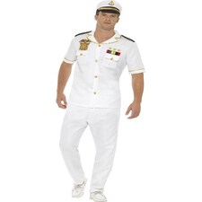 Captain Costume - White - with Top - Trousers & Hat - 48062M