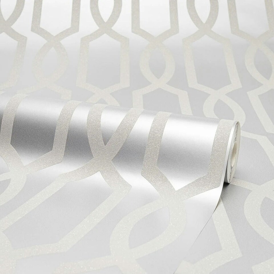 image 1 of Sample of London Trellis Wallpaper in Silver Multi