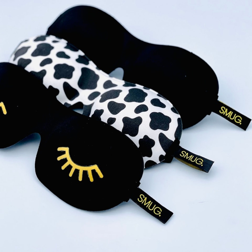 image 1 of SMUG Contoured 3D Blackout Sleep Mask - Cow Print