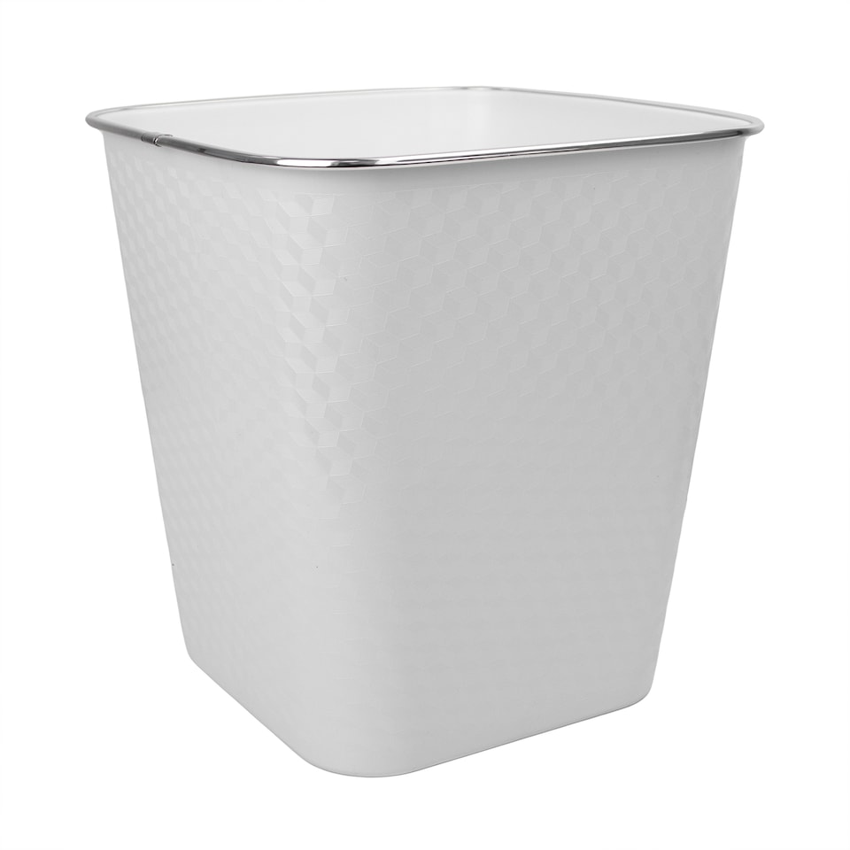 image 1 of JVL Glaize Square Waste Bin 8L Set of 2 Bathroom Bedroom Office White