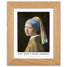 Johannes Vermeer Girl With A Pearl Earring Art Oak Wood Framed Wall Print