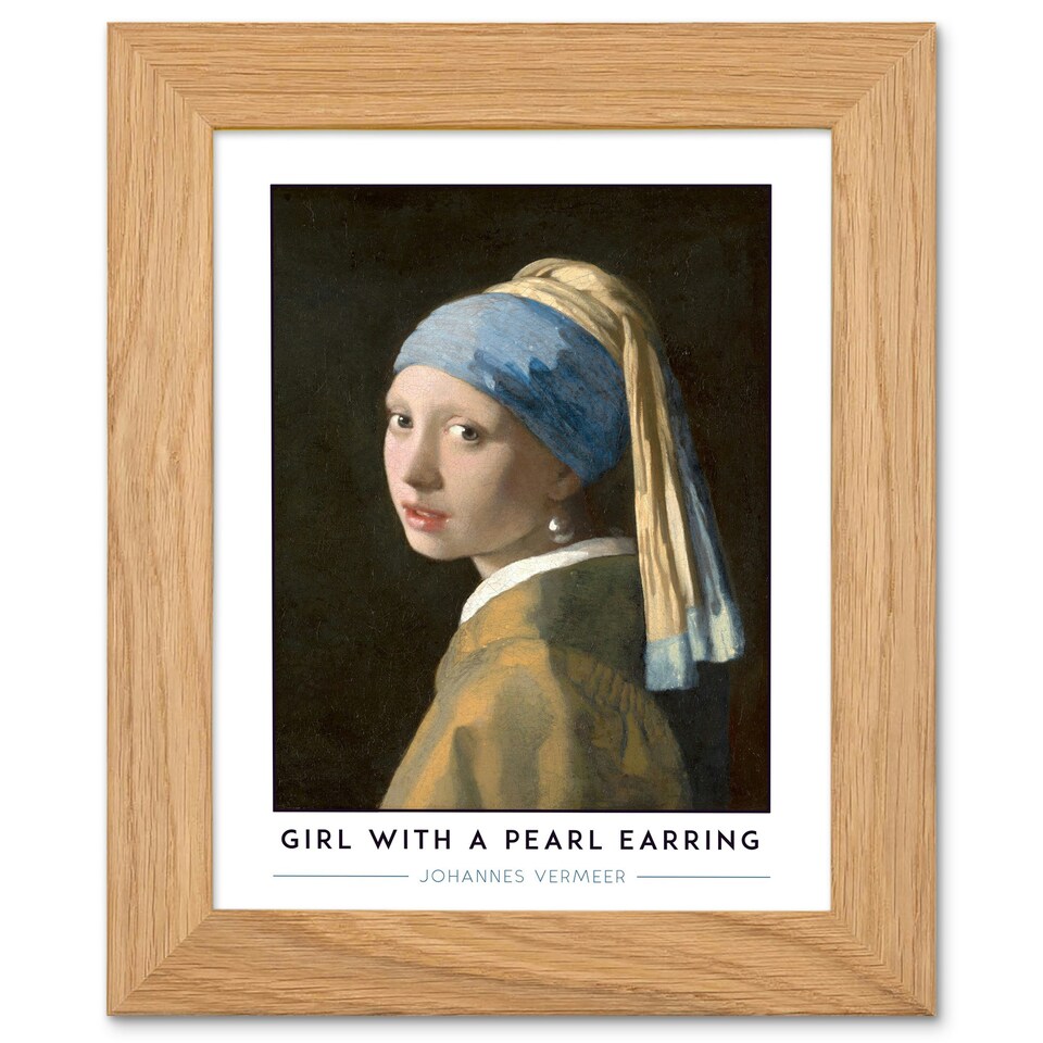 image 1 of Johannes Vermeer Girl With A Pearl Earring Art Oak Wood Framed Wall Print